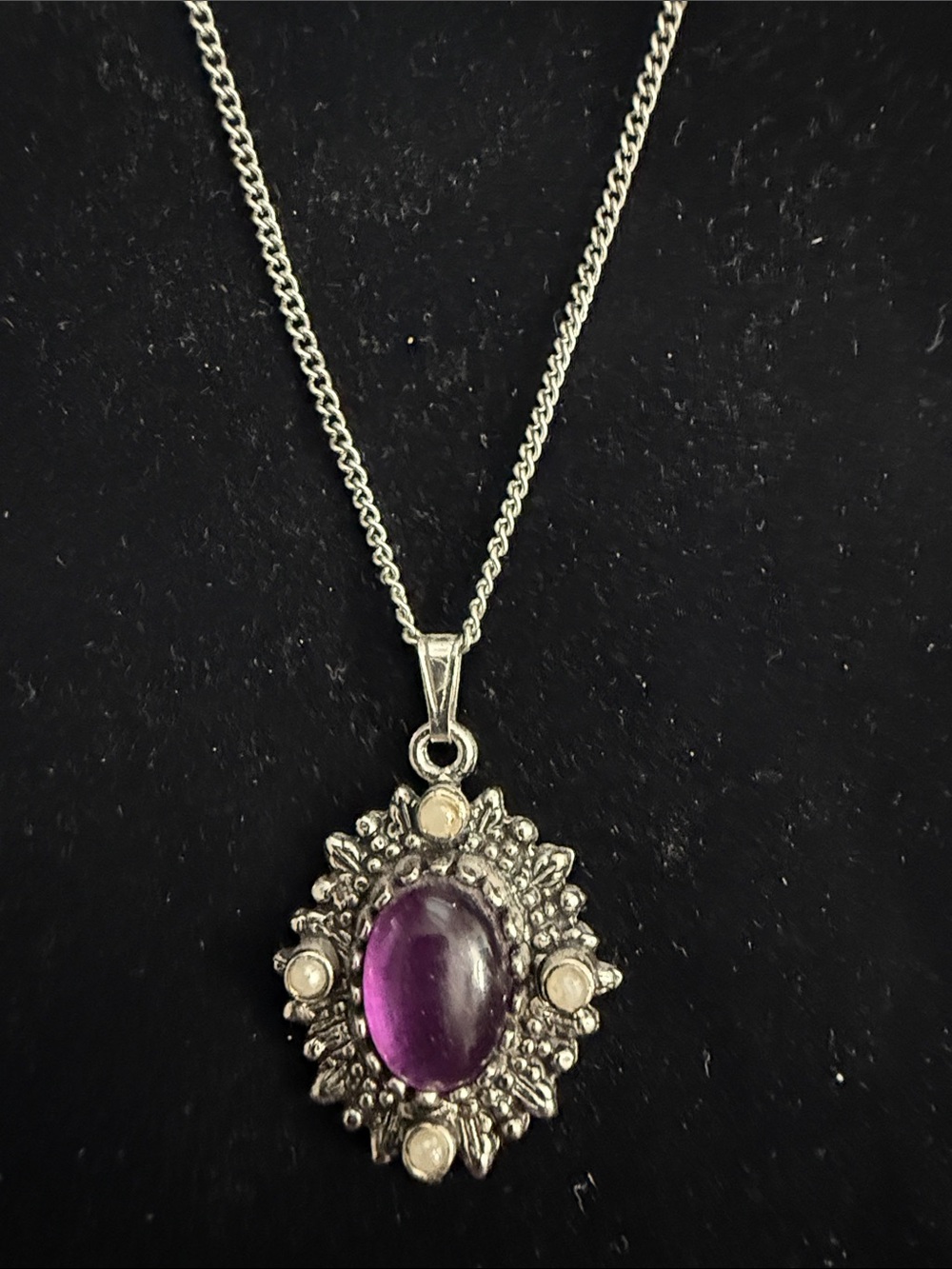 Sarah Coy Sterling-Inspired Purple Amethyst Cabochon Necklace
